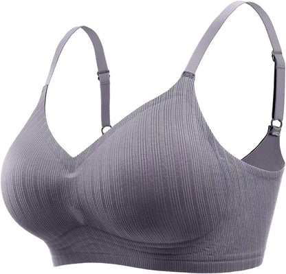 Wireless Push up Bra for Women Silicone Soft Support Seamless Adjustable Comfortable Wire Free Bralette Grey / X-Large Petite