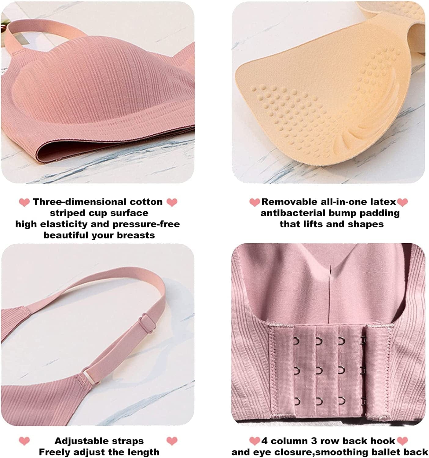 Wireless Push up Bra for Women Silicone Soft Support Seamless Adjustable Comfortable Wire Free Bralette