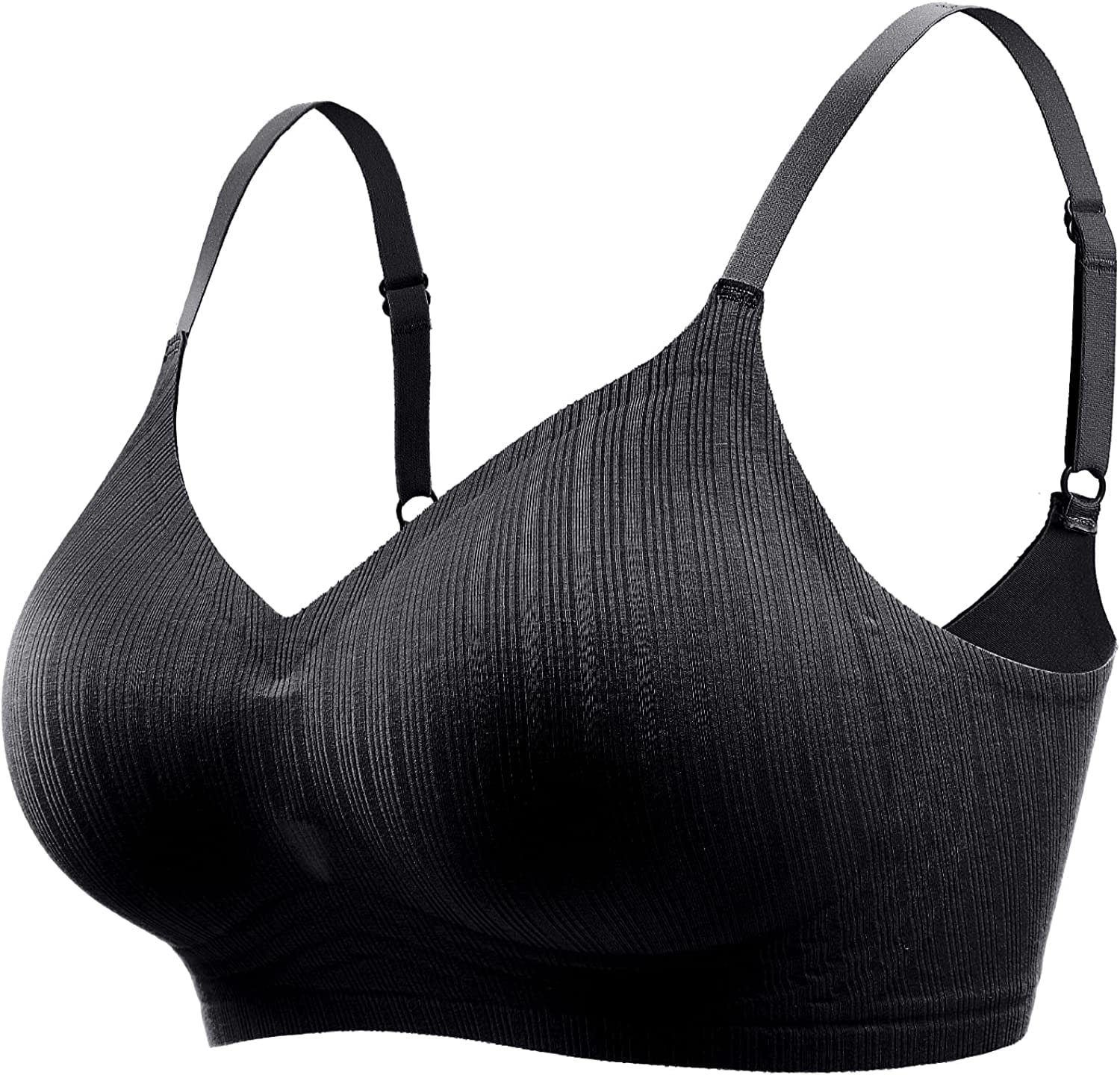Wireless Push up Bra for Women Silicone Soft Support Seamless Adjustable Comfortable Wire Free Bralette Black / X-Large Petite