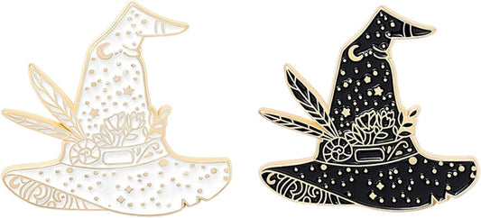 Witch Enamel Pin Set Magic Hat Witch Sign Gesture Lapel Pin Cool Witch Women Accessory for Backpacks Badges Hats Bags for Halloween Magic Theme Party Magic Hat