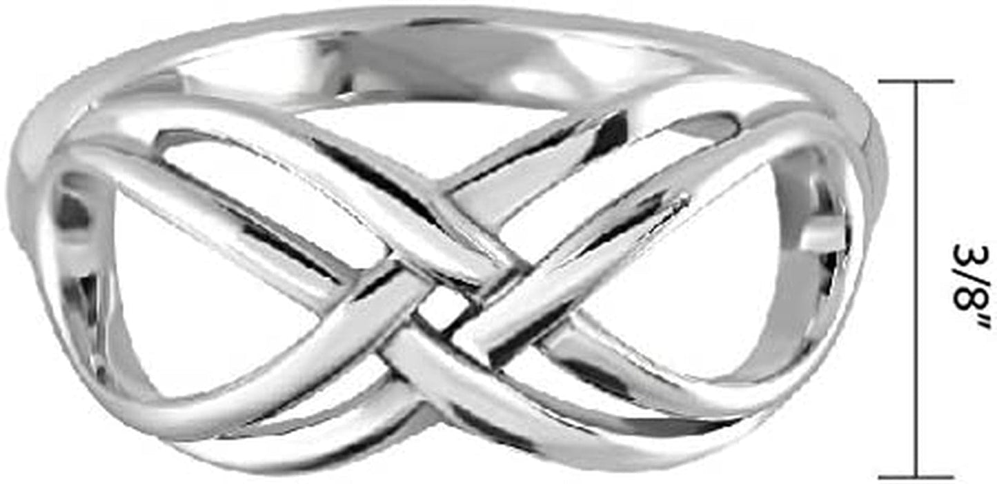 Withlovesilver 925 Sterling Silver Celtic Double Lines Infinity Ring