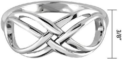 Withlovesilver 925 Sterling Silver Celtic Double Lines Infinity Ring