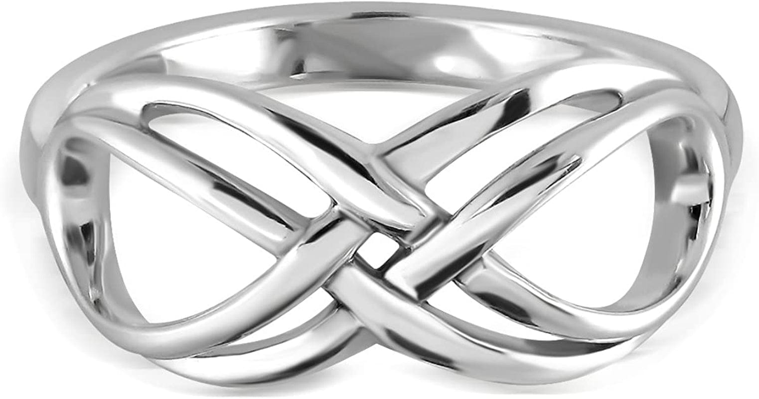 Withlovesilver 925 Sterling Silver Celtic Double Lines Infinity Ring