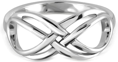 Withlovesilver 925 Sterling Silver Celtic Double Lines Infinity Ring