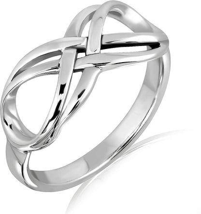 Withlovesilver 925 Sterling Silver Celtic Double Lines Infinity Ring 6