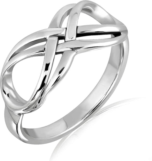 Withlovesilver 925 Sterling Silver Celtic Double Lines Infinity Ring 6