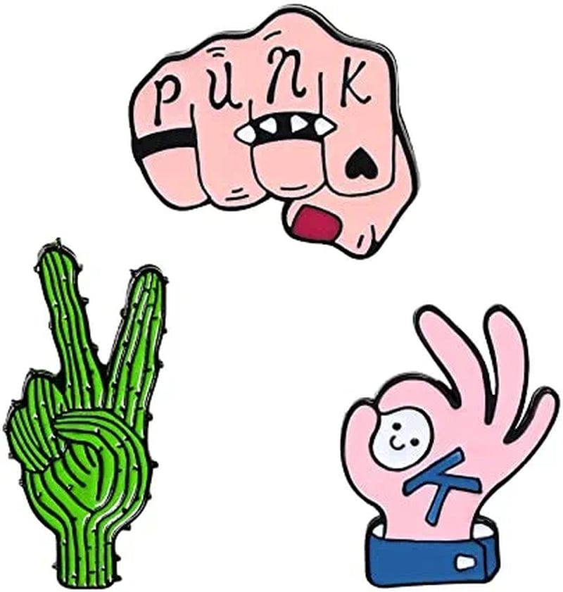 WITHYU Cute Animal, Punk,Art,Science , Animation Enamel Pins, Cartoon Personality Pin Set for Kids, Teens, Women, Badge Decor Pins for Jackets, Lapel, Backpack, Hat Gesture