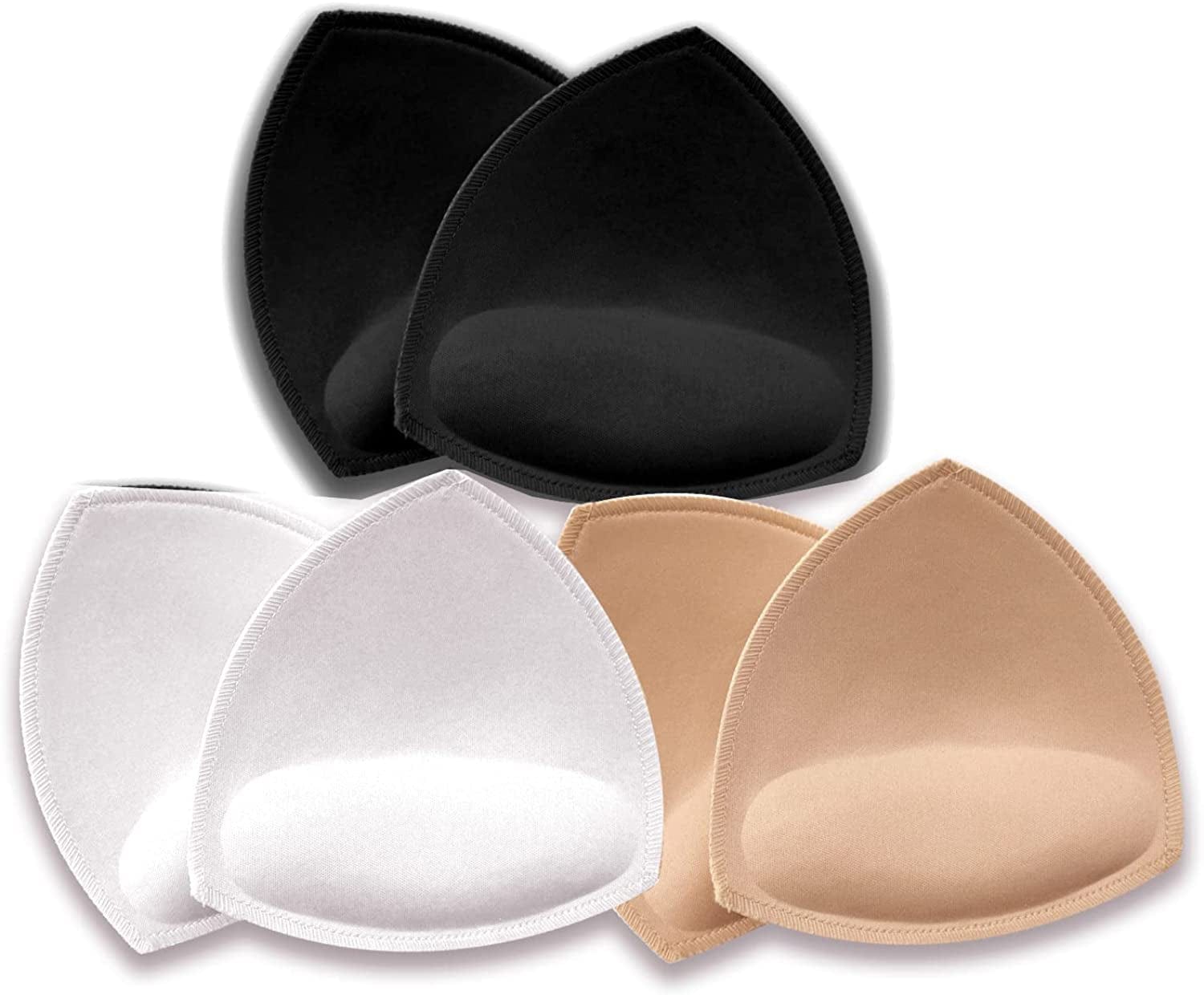 Wmugthome 3 Pairs Sewn Bra Pads Push up of Triangle Inserts for Replacements Bikini Top and Sports Swimsuit Bra Inserts Tricolor-massage / A/B CUP