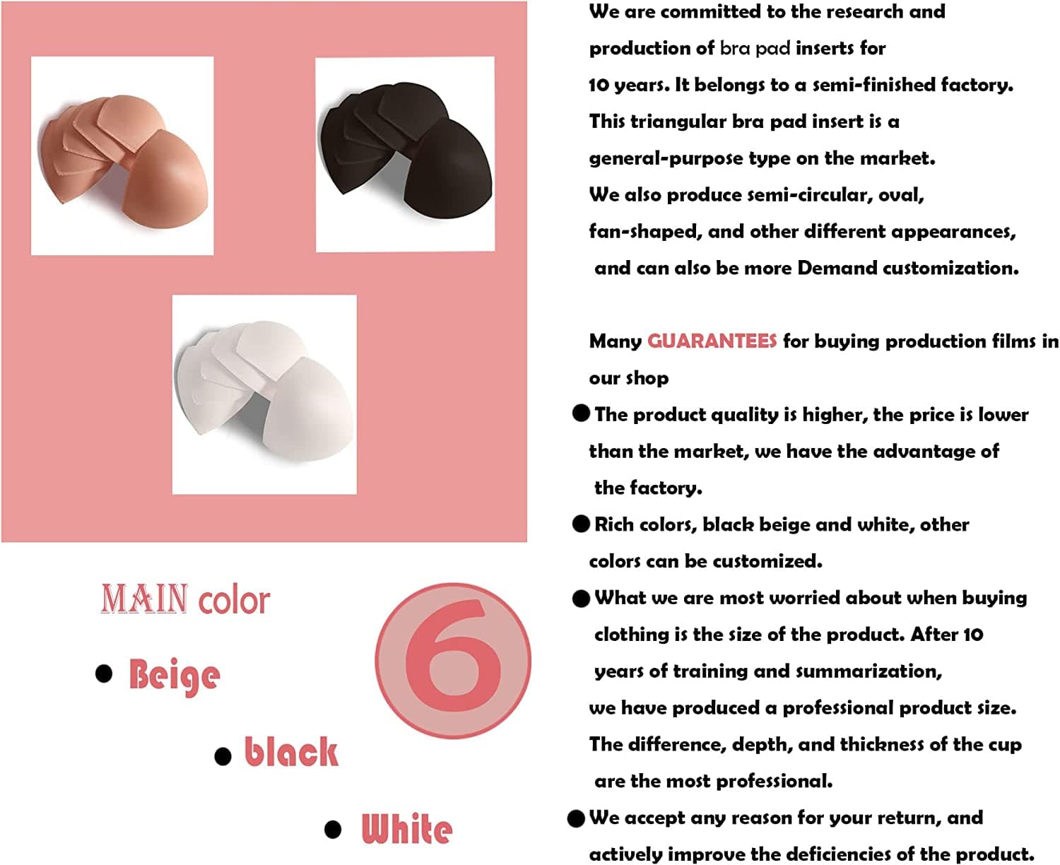 Wmugthome 3 Pairs Sewn Bra Pads Push up of Triangle Inserts for Replacements Bikini Top and Sports Swimsuit Bra Inserts