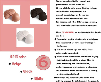Wmugthome 3 Pairs Sewn Bra Pads Push up of Triangle Inserts for Replacements Bikini Top and Sports Swimsuit Bra Inserts