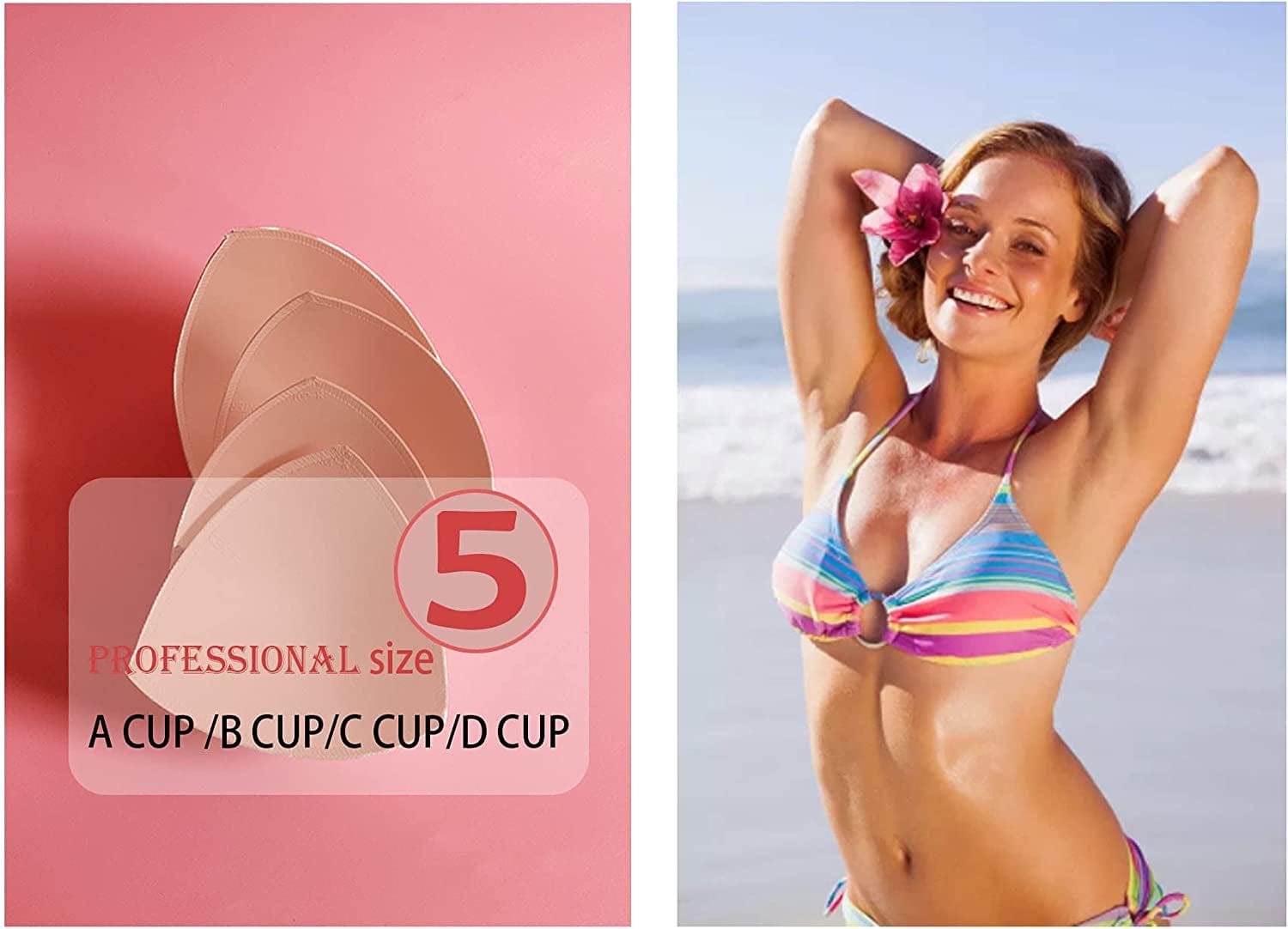 Wmugthome 3 Pairs Sewn Bra Pads Push up of Triangle Inserts for Replacements Bikini Top and Sports Swimsuit Bra Inserts