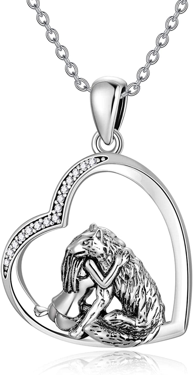 Wolf Necklace for Women 925 Sterling Silver Wolf Pendant Girls with Wolf Gift for Women style 1