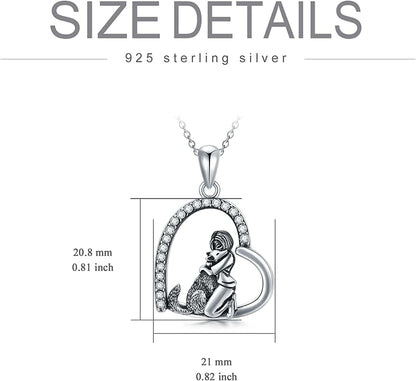 Wolf Necklace for Women 925 Sterling Silver Wolf Pendant Girls with Wolf Gift for Women