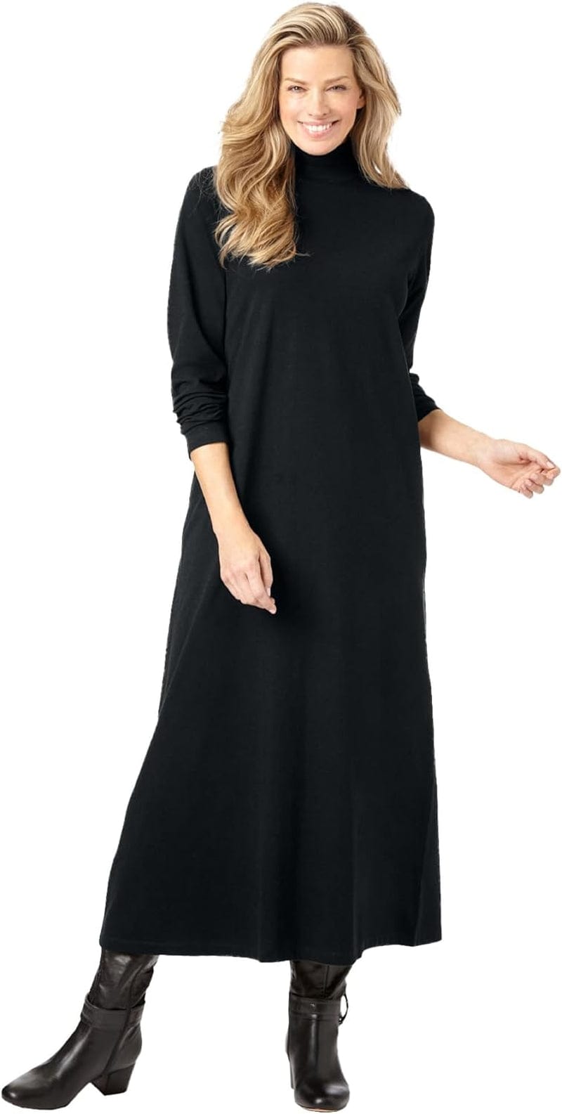 Woman within Women'S plus Size Mockneck Dress Black / 4X-Large Plus