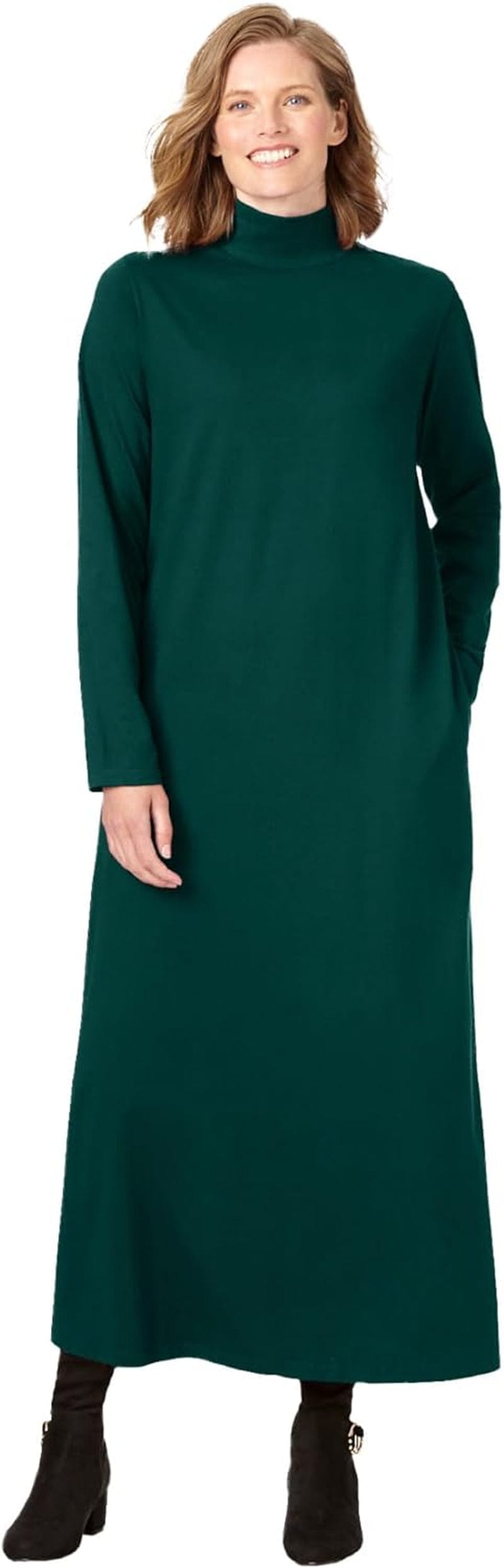 Woman within Women'S plus Size Mockneck Dress Emerald Green / 3X-Large Plus