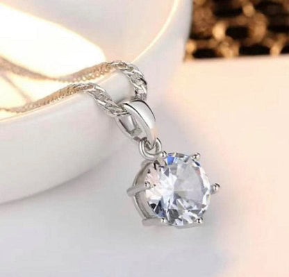 Women 3 Pairs Jewelry Set 925 Sterling Silver Chain Necklace Earrings and Ring for Women for Party (3 Pcs White Gold)