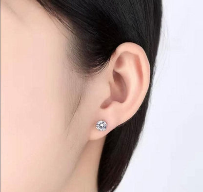 Women 3 Pairs Jewelry Set 925 Sterling Silver Chain Necklace Earrings and Ring for Women for Party (3 Pcs White Gold)