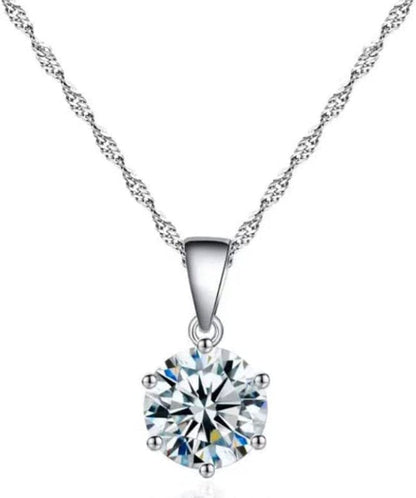 Women 3 Pairs Jewelry Set 925 Sterling Silver Chain Necklace Earrings and Ring for Women for Party (3 Pcs White Gold)