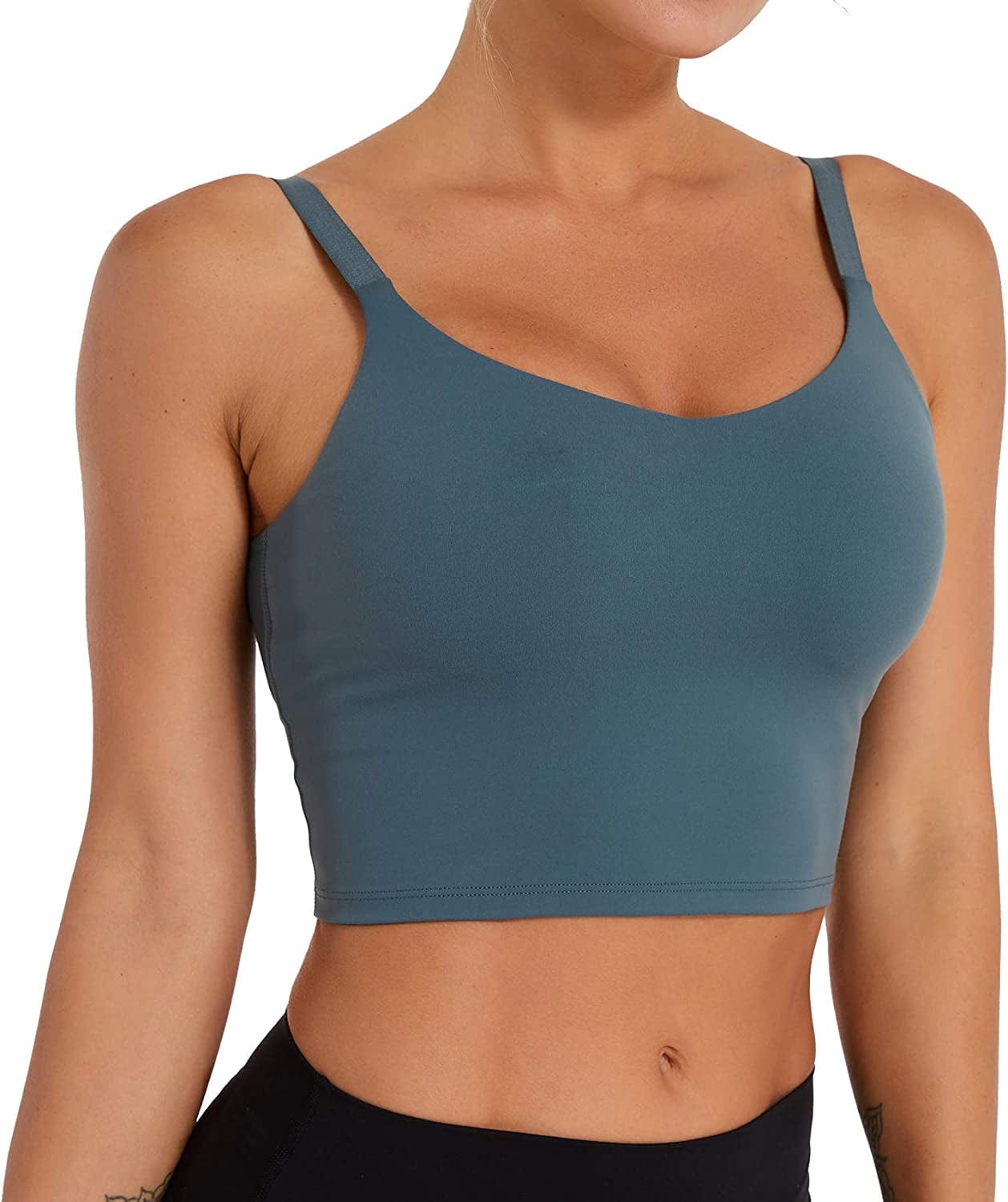 Women Adjustable Sports Bra Padded Yoga Workout Running Tank Top with Built in Bra