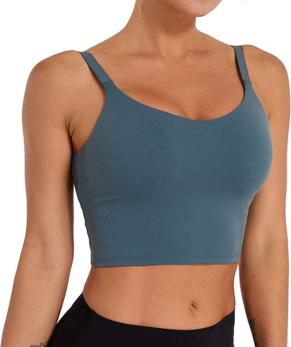 Women Adjustable Sports Bra Padded Yoga Workout Running Tank Top with Built in Bra