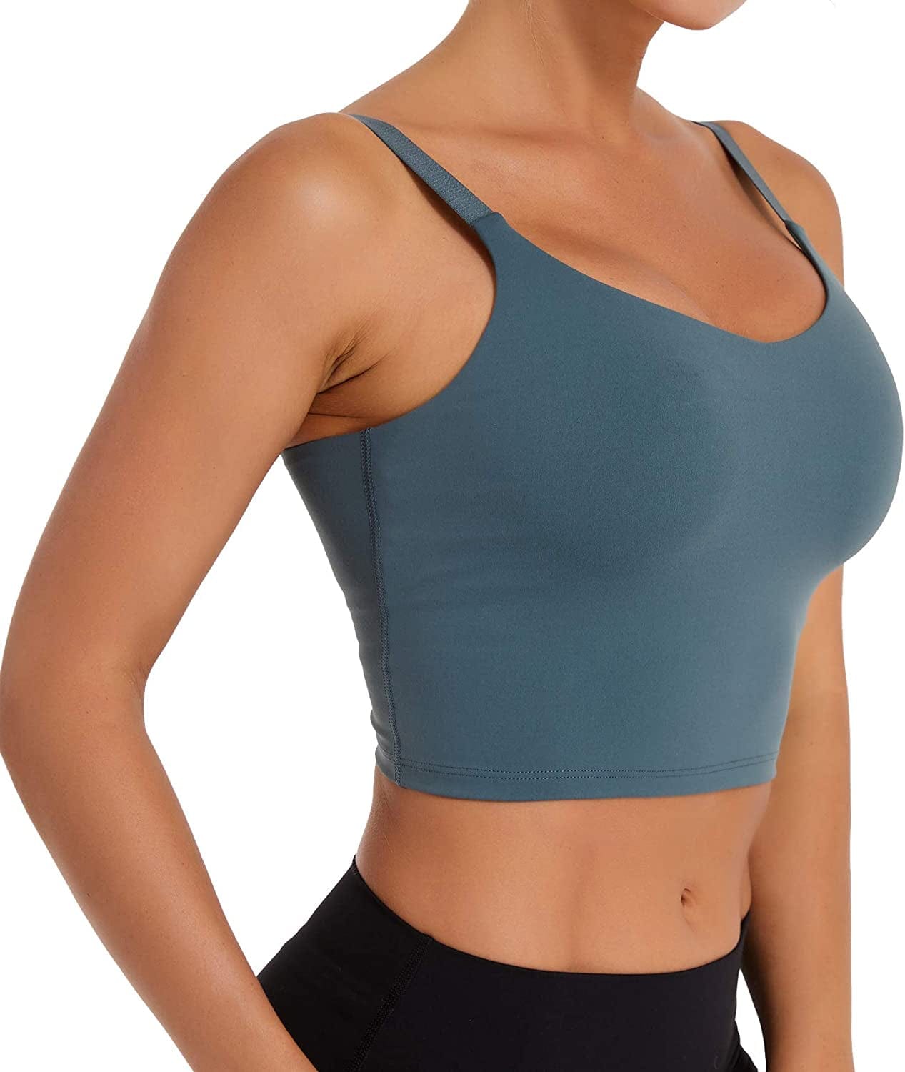 Women Adjustable Sports Bra Padded Yoga Workout Running Tank Top with Built in Bra