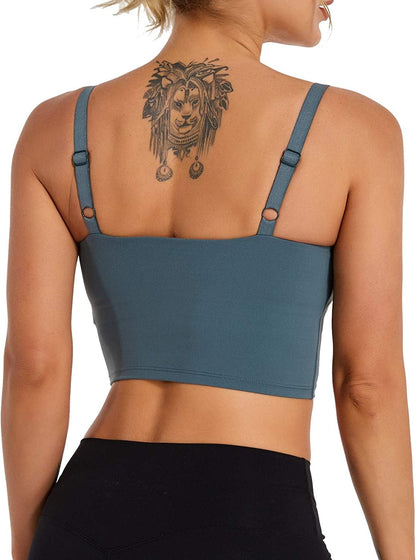 Women Adjustable Sports Bra Padded Yoga Workout Running Tank Top with Built in Bra