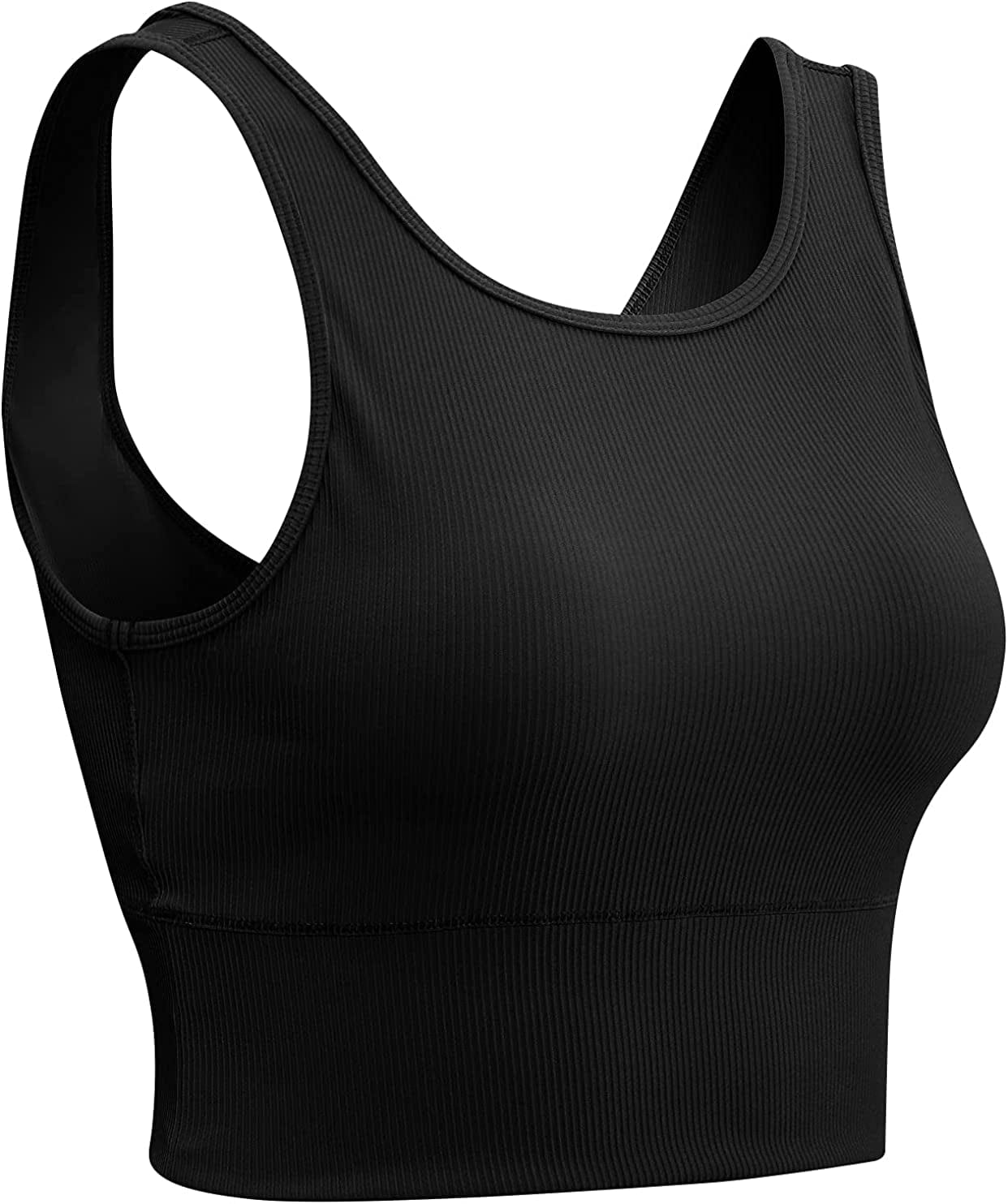 Women Basic Crop Tank Tops Sleeveless Workout Tanks Ribbed Training Tank Shirts Black / Large