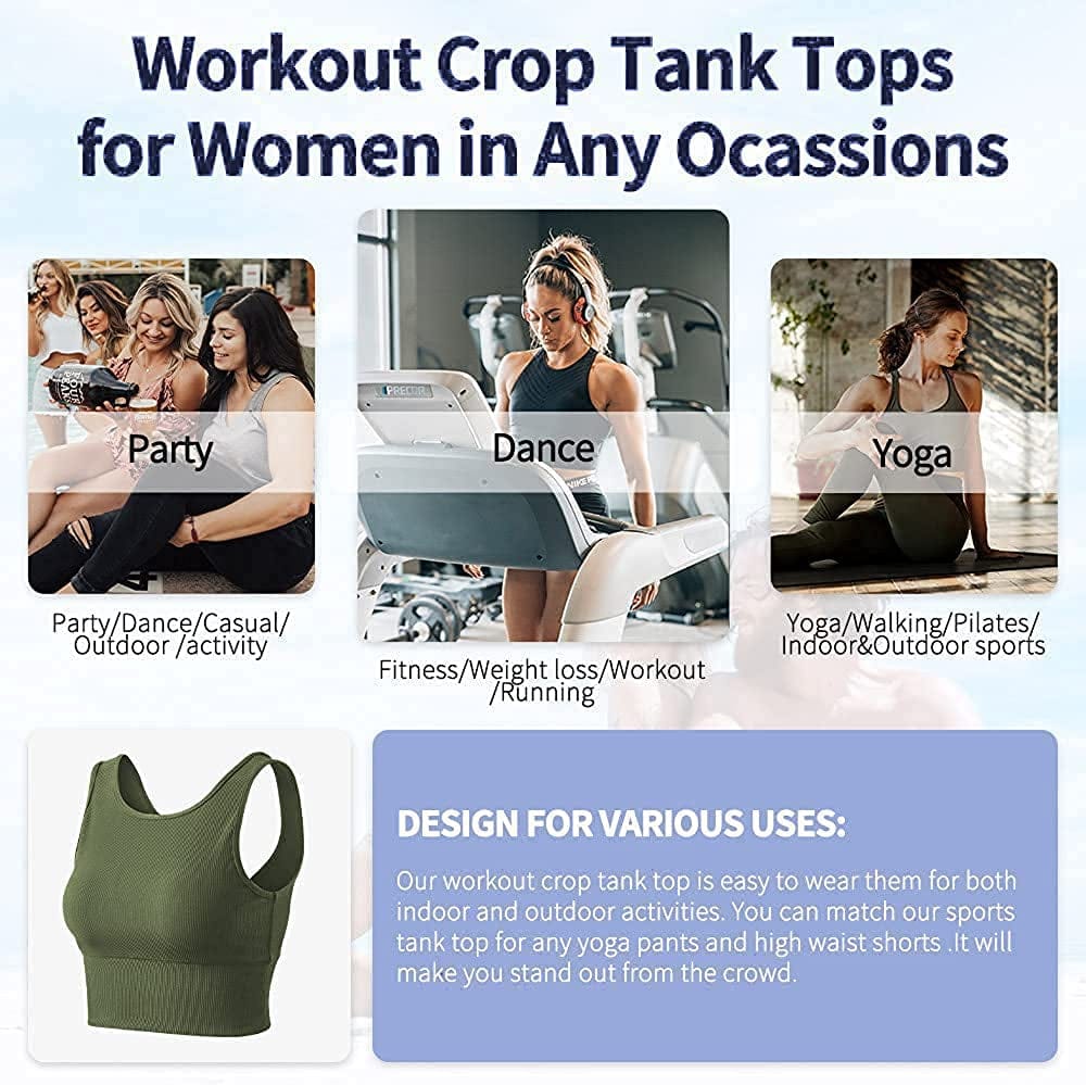 Women Basic Crop Tank Tops Sleeveless Workout Tanks Ribbed Training Tank Shirts