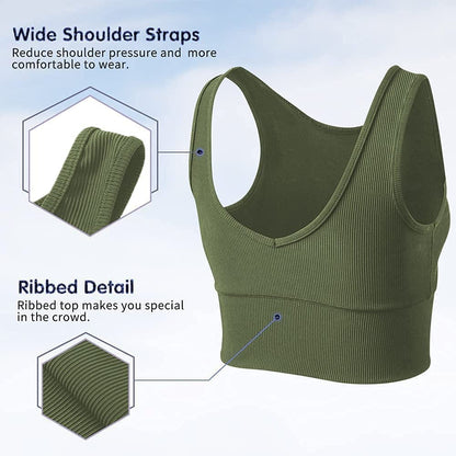 Women Basic Crop Tank Tops Sleeveless Workout Tanks Ribbed Training Tank Shirts