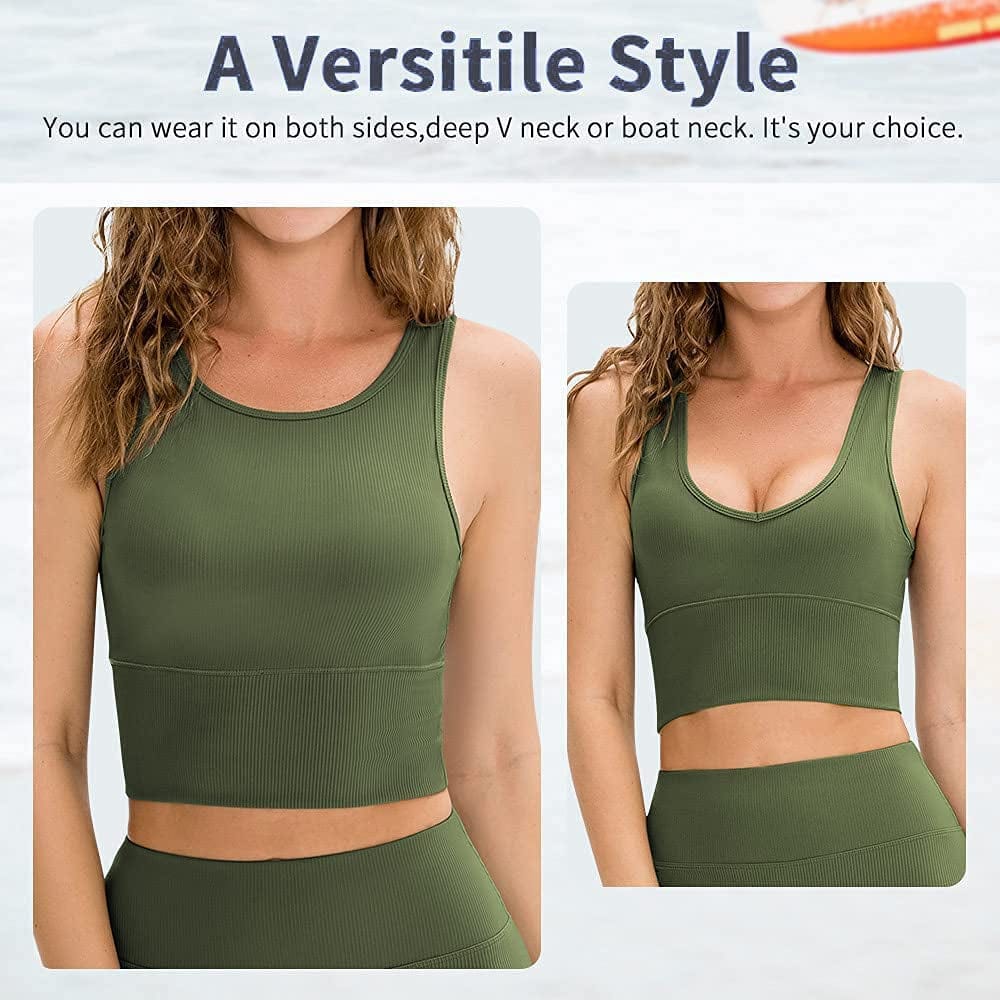 Women Basic Crop Tank Tops Sleeveless Workout Tanks Ribbed Training Tank Shirts