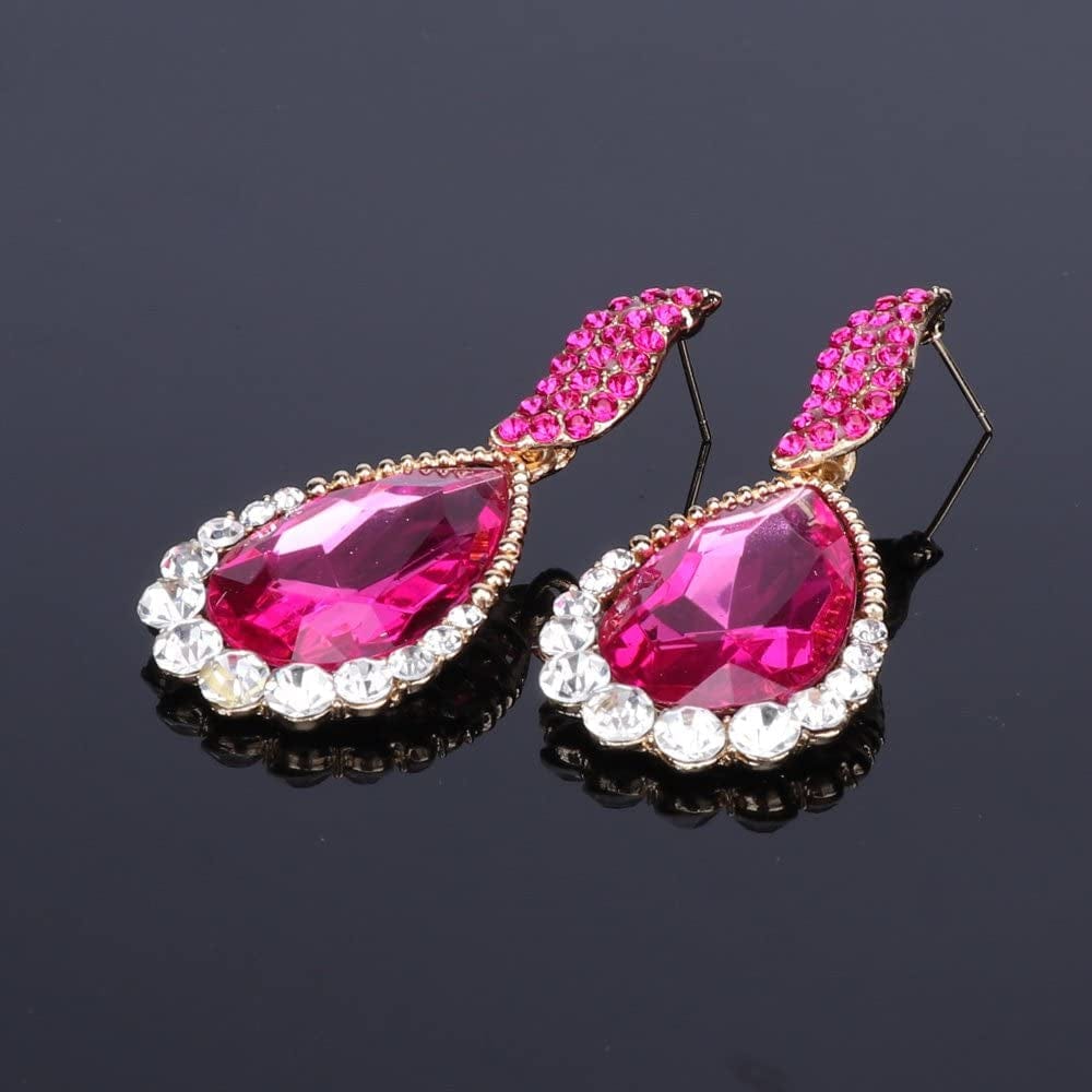 Women Bridal Rhinestone Crystal Statement Necklace Earring Wedding Dress Jewelry Sets