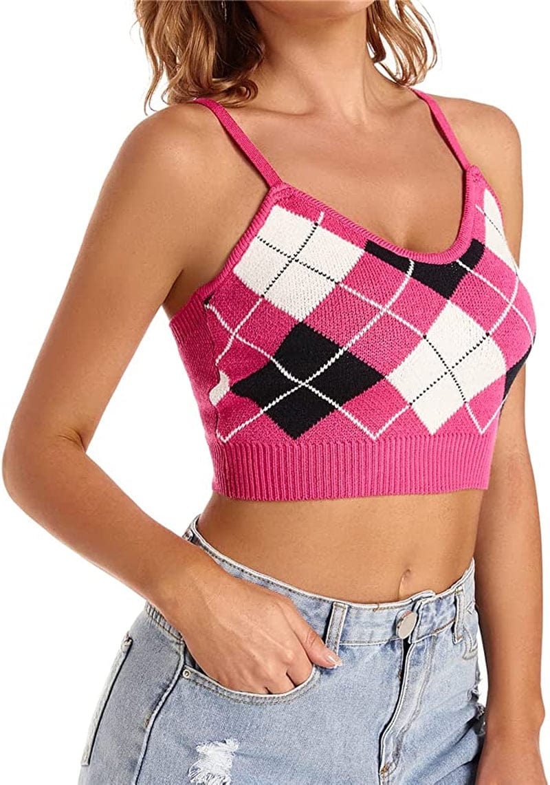 Women Crop Top Cute Tank Shirt Halter Ribbed Cropped Sexy Corset Cami Teen Girl