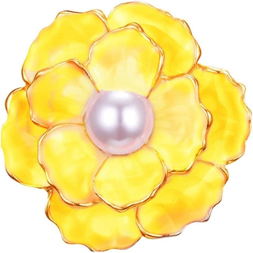 Women Enamel Flower Shaped Brooch Pin Floral Enamel Lapel Pin for Coats Jackets Sweaters Accessories,Purple,1 Pc Yellow / 1 Pc