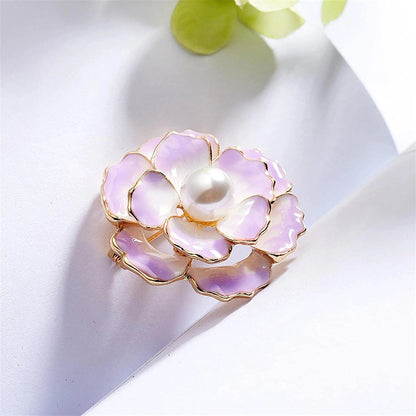 Women Enamel Flower Shaped Brooch Pin Floral Enamel Lapel Pin for Coats Jackets Sweaters Accessories,Purple,1 Pc