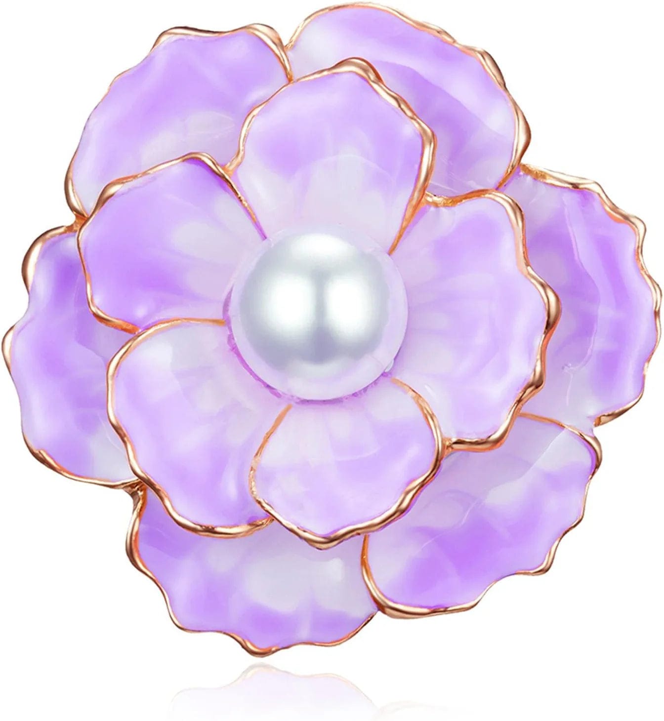 Women Enamel Flower Shaped Brooch Pin Floral Enamel Lapel Pin for Coats Jackets Sweaters Accessories,Purple,1 Pc Purple / 1 Pc