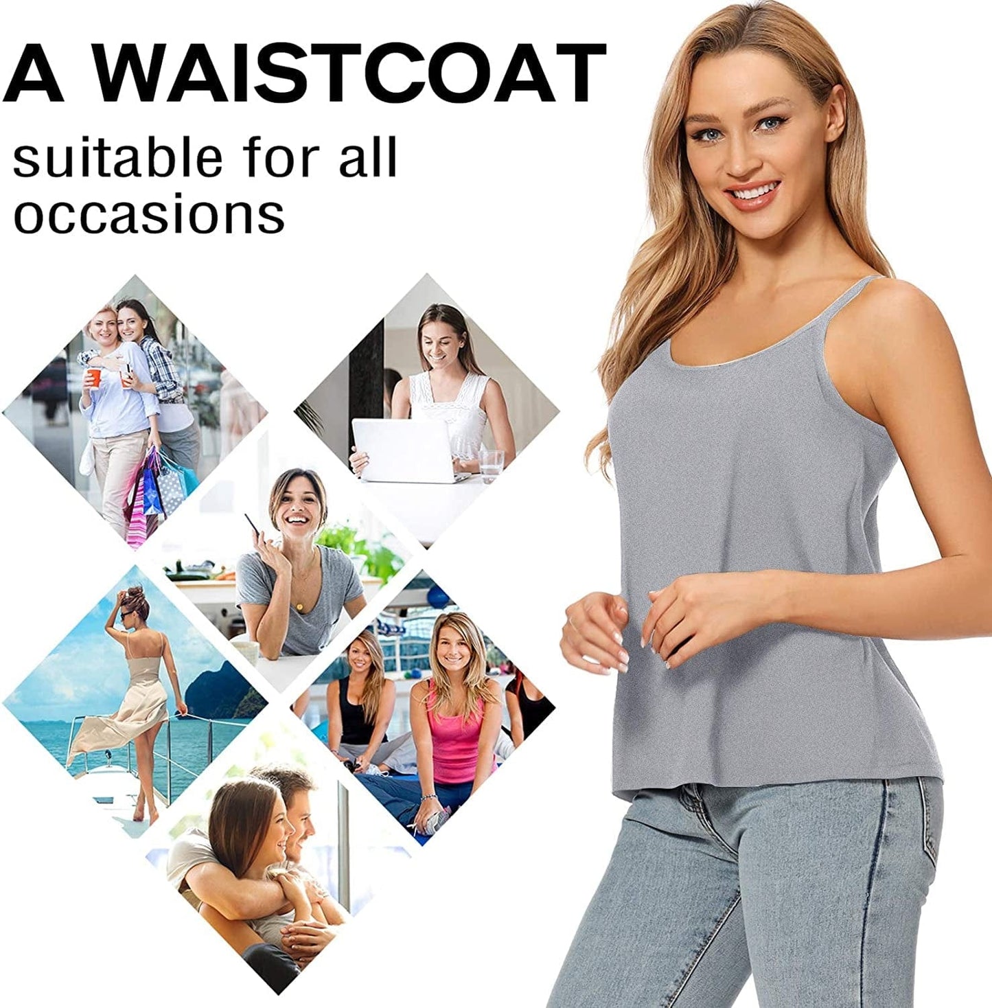 Women Flowy Pleated Camisole with Built in Bra Loose Casual Sleeveless Tank Tops