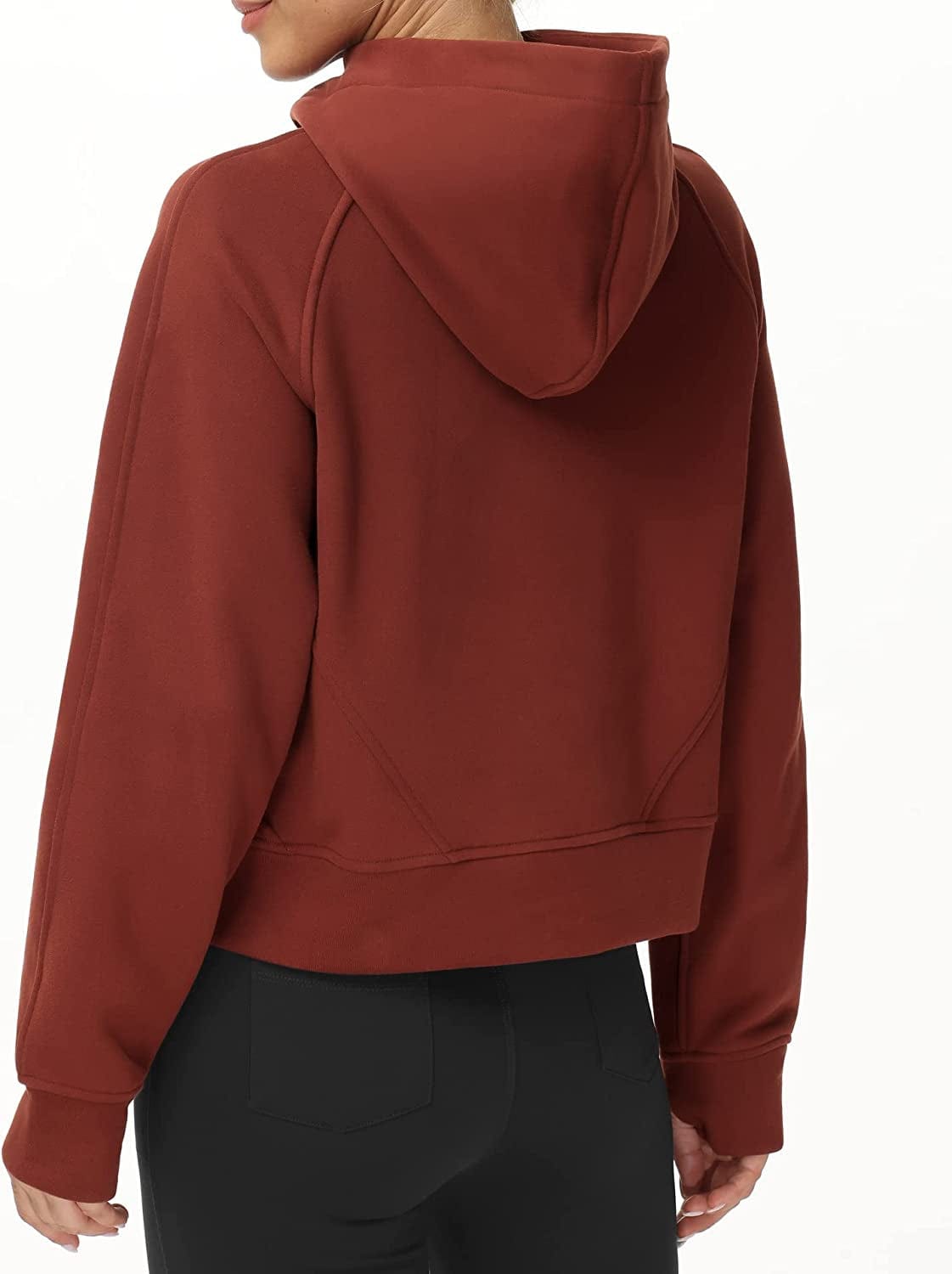 Women Half Zippe Hoodies Collar Pullover Sweatshirts with Pockets Long Sleeve Crop Tops Thumb Hole