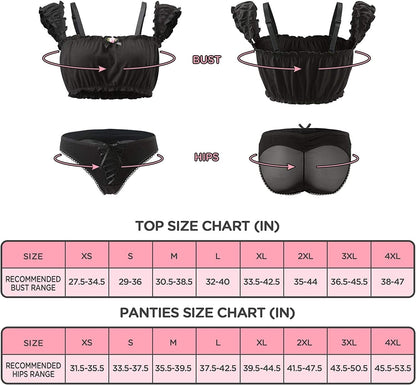 Women Lace Babydoll Chemise Halter V Neck Sleepwear and Thong Lingerie Set - Romantic