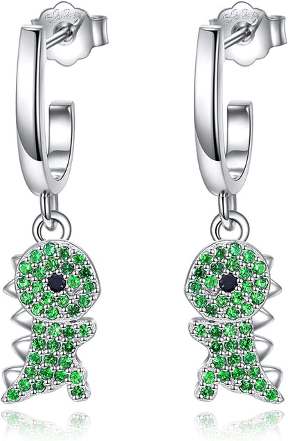 Women Ladies Earrings 925 Sterling Silver Drop &Dangle Earring Stud Hypoallergenic Jewelry Dinasour