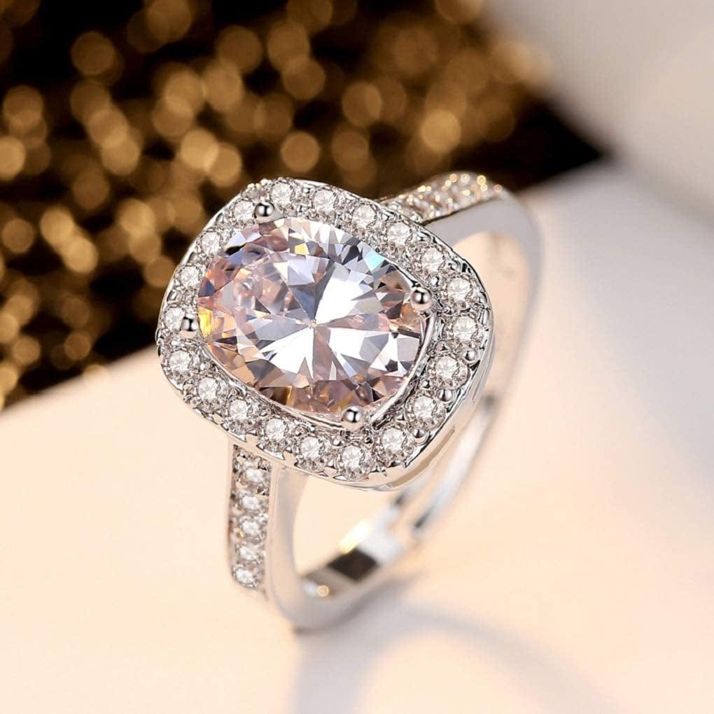 Women Lady'S Shiny Rhinestone Pendent 925 Silver Plated Crystal Wedding Necklace Earrings Finger Ring Jewelry Set