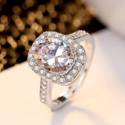 Women Lady'S Shiny Rhinestone Pendent 925 Silver Plated Crystal Wedding Necklace Earrings Finger Ring Jewelry Set