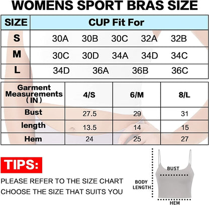 Women Longline Padded Sports Bra, Strappy Crop Tank Tops Wireless Cami Shirt Fitness Yoga Workout Running…