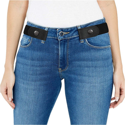 Women/Men Buckle-Free Elastic Belt for Jeans, Ladies Invisible Belt Fits Waist 24-48 Inches Apparel & Accessories > Clothing Accessories > Belts XZQTIVE 01 Black (Black Buckle) Fit for waist size 35-48in 