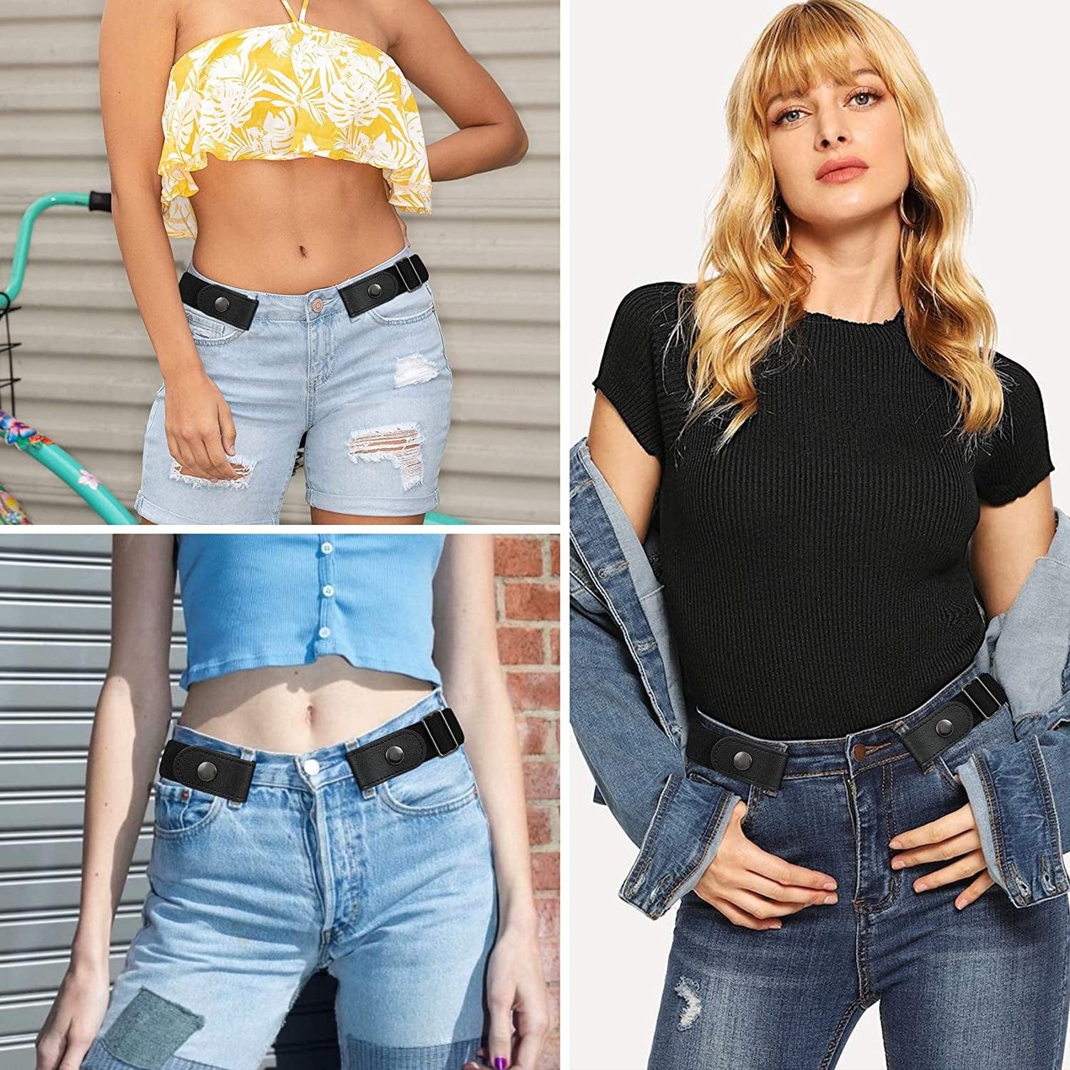 Women/Men Buckle-Free Elastic Belt for Jeans, Ladies Invisible Belt Fits Waist 24-48 Inches Apparel & Accessories > Clothing Accessories > Belts XZQTIVE   