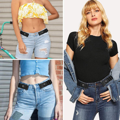 Women/Men Buckle-Free Elastic Belt for Jeans, Ladies Invisible Belt Fits Waist 24-48 Inches Apparel & Accessories > Clothing Accessories > Belts XZQTIVE   