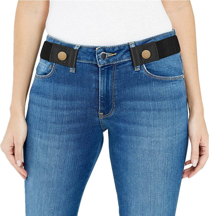 Women/Men Buckle-Free Elastic Belt for Jeans, Ladies Invisible Belt Fits Waist 24-48 Inches Apparel & Accessories > Clothing Accessories > Belts XZQTIVE 03-1 Black Fit for waist size 24-35in 