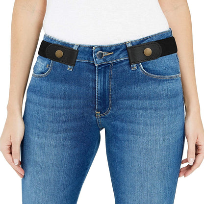 Women/Men Buckle-Free Elastic Belt for Jeans, Ladies Invisible Belt Fits Waist 24-48 Inches Apparel & Accessories > Clothing Accessories > Belts XZQTIVE 02-black Fit for waist size 35-48in 