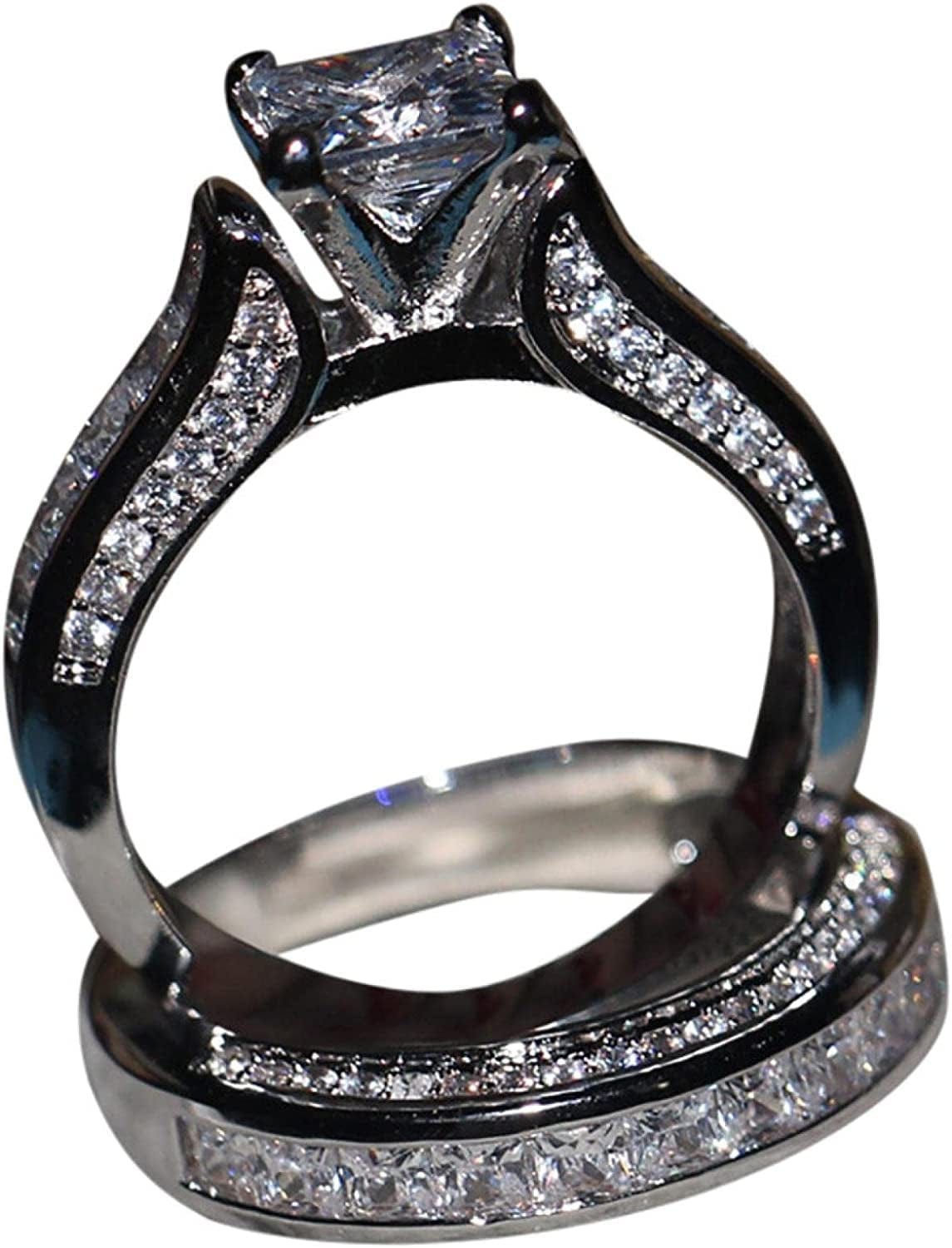Women Natural Gemstones Crystal Ring Love Heart Rings Engagement Wedding Bride Ring Jewelry Gift T-06 / 8