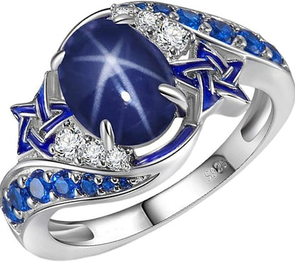 Women Natural Gemstones Crystal Ring Love Heart Rings Engagement Wedding Bride Ring Jewelry Gift T-04 / 11