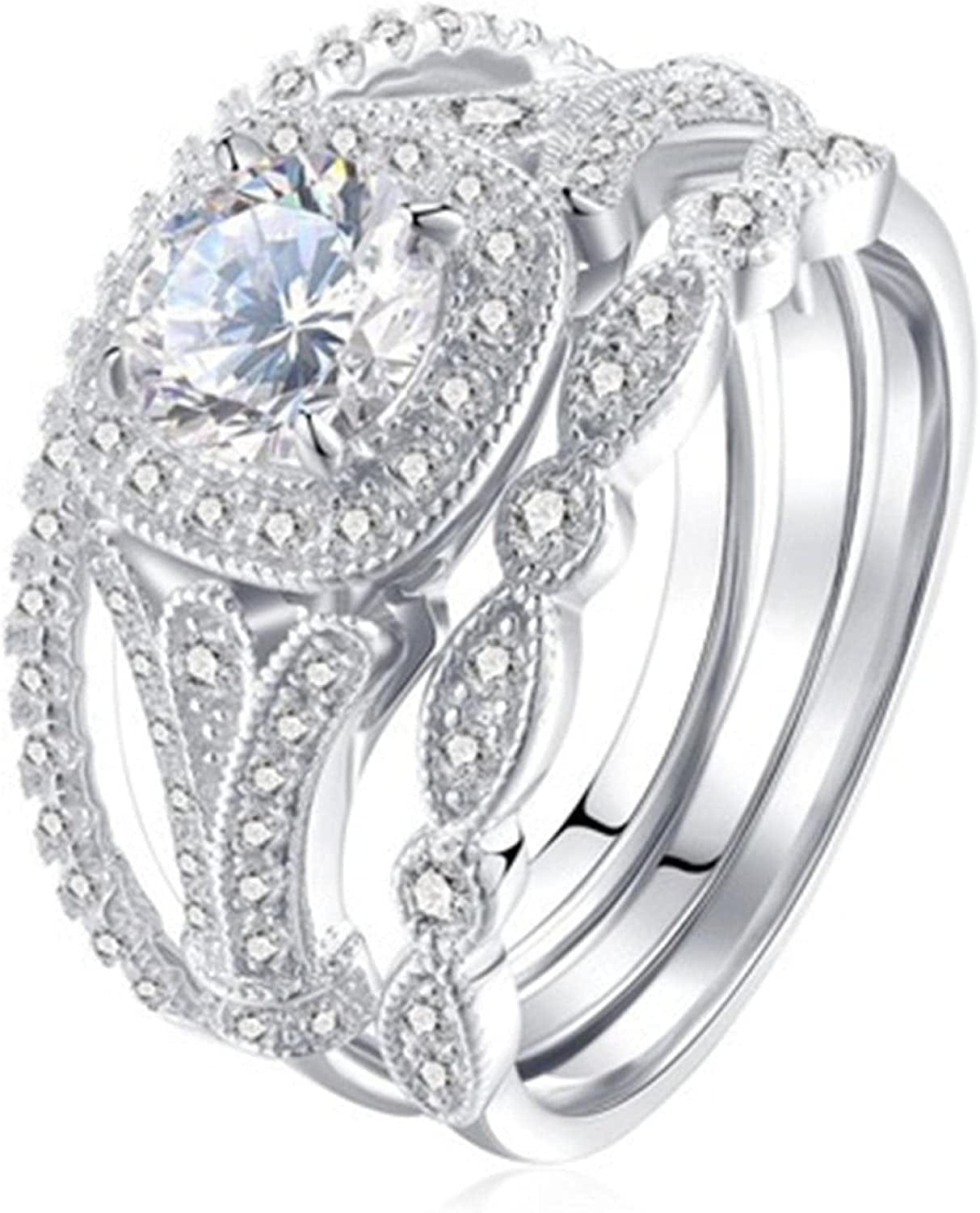 Women Natural Gemstones Crystal Ring Love Heart Rings Engagement Wedding Bride Ring Jewelry Gift T-07 / 10